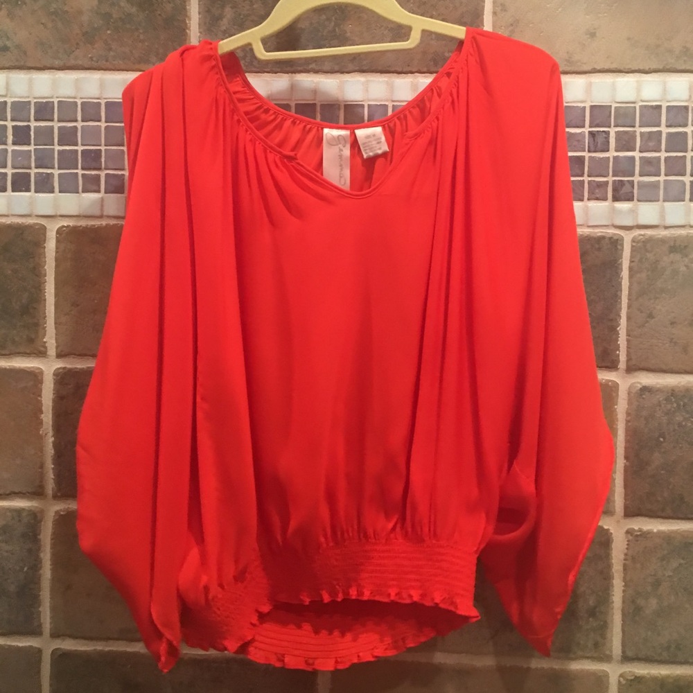 Bright coral blouse